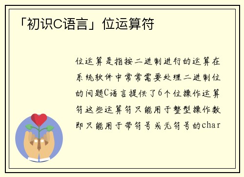 「初识C语言」位运算符